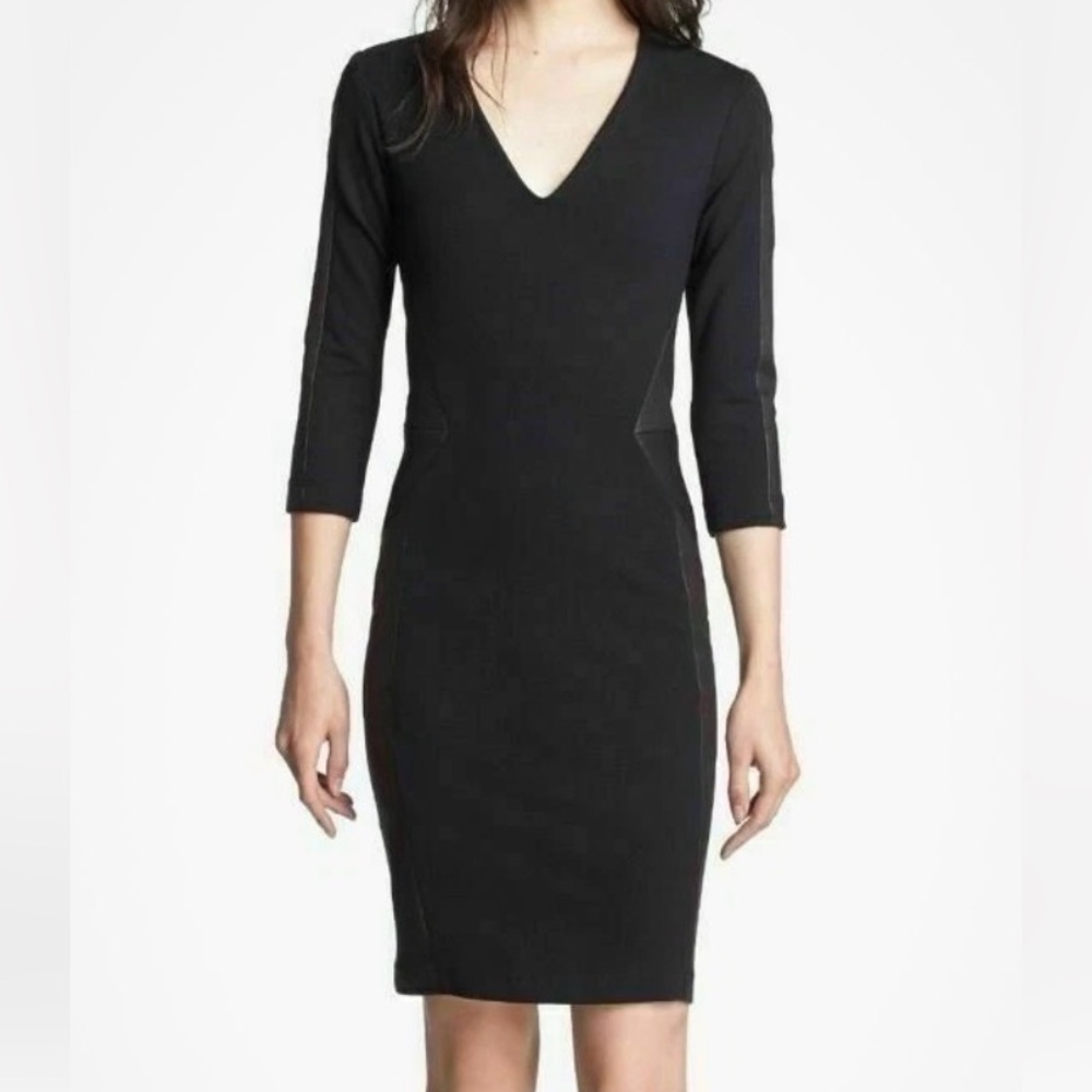 Haute Hippie Black Ponte & Leather Bodycon Dress Size 8 NWT Retail $595